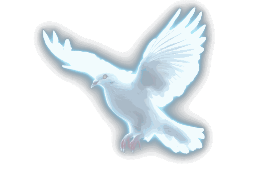 A glowing white dove